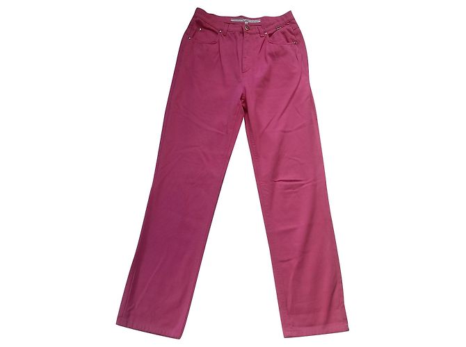 Pantalones de cintura alta Escada rosa de algodón