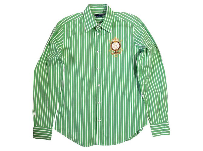Ralph Lauren chemises Coton Blanc Vert  ref.132054