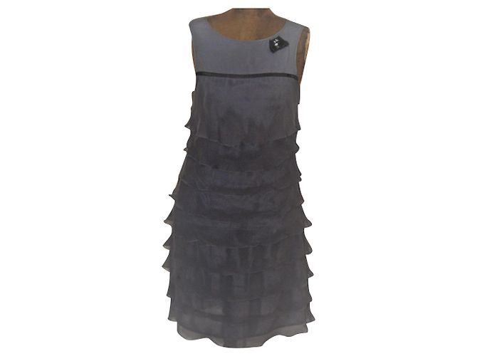 Autre Marque Vestido 1.2.3. de seda gris talla 40 Gris antracita
