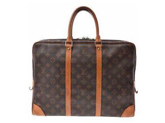 Louis Vuitton Porte document Brown Cloth  ref.132128