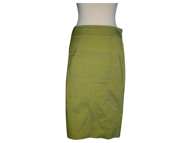 Joseph pencil skirt Khaki Light green Silk Cotton Elastane  ref.132180