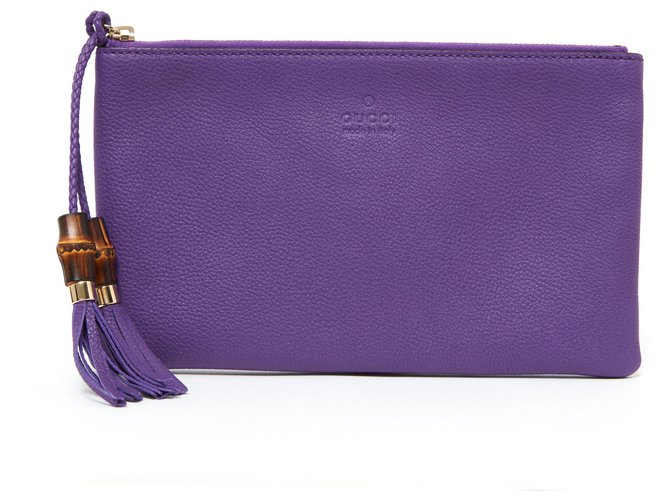 Gucci PURPLE BAMBOO Cuir Violet  ref.132183