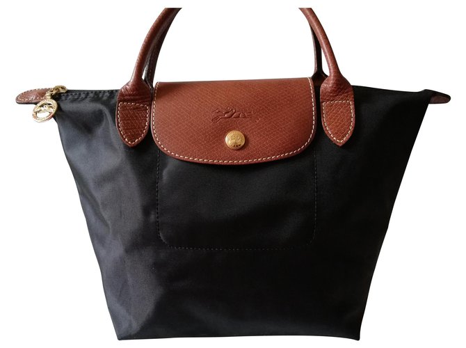 Bolsa Longchamp Dobrável Preto Couro  ref.132202