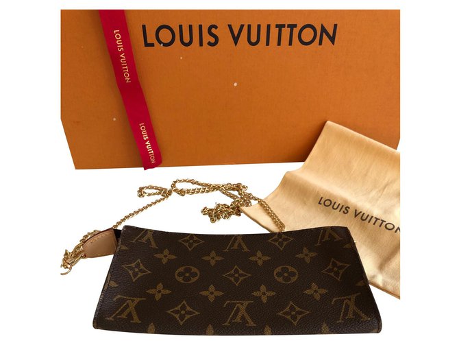 Bucket Louis Vuitton Sacos de embreagem Marrom Lona  ref.132204