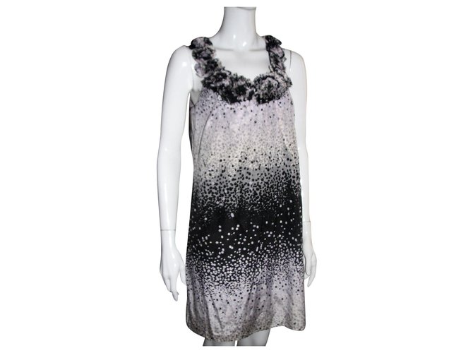 Ted Baker Kleid aus Seidengemisch Schwarz Pink Weiß Grau Anthrazitgrau Baumwolle  ref.132218