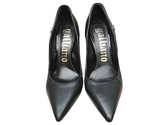 Galliano Glitzer Pumps Schwarz