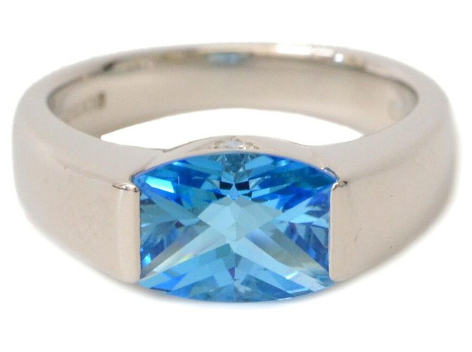 Autre Marque Tasaki Blue Topaz Diamond Ring  ref.132264