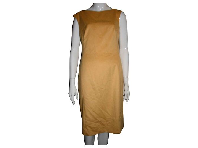 Vestido Escada de lana y lapin amarillo Blanco roto