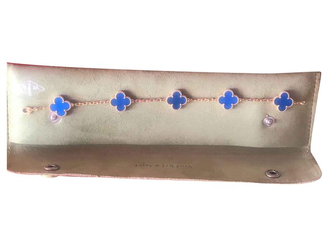 Van Cleef & Arpels Bracelet Alhambra 5 motifs Bleu  ref.132293