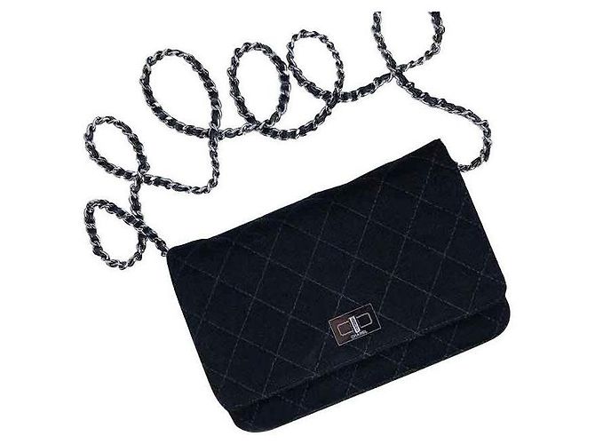 Wallet On Chain Chanel Hardware WOC Black Silver Nero Tweed
