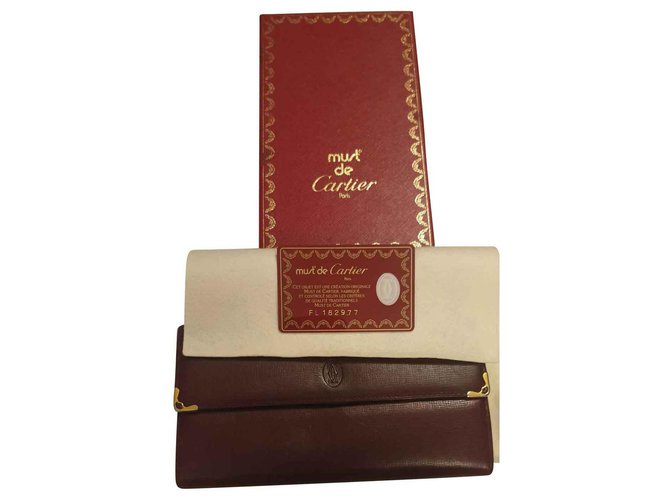 Cartier carteiras Bordeaux Couro  ref.132360