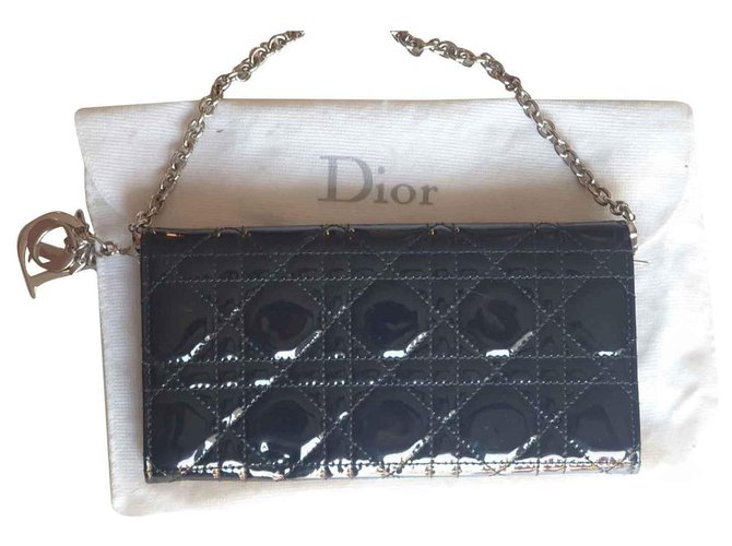 Christian Dior Sacs à main Cuir vernis Noir  ref.132364