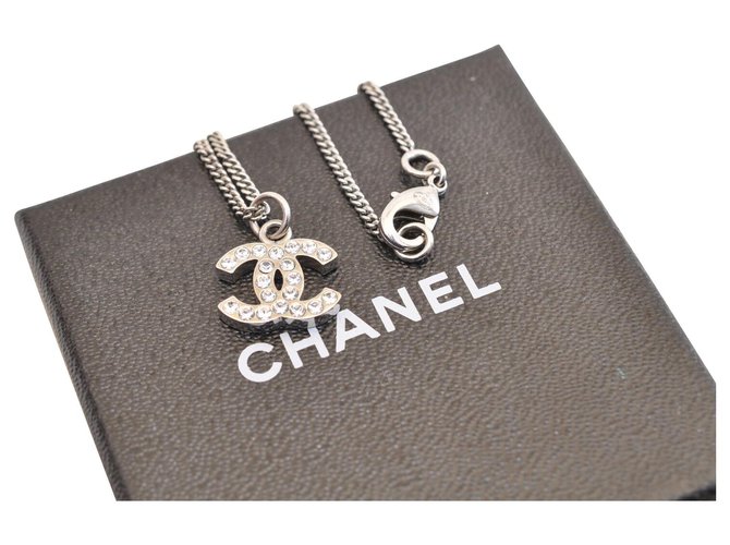 Cadeia de logotipo Chanel CC Prata Prata  ref.132386