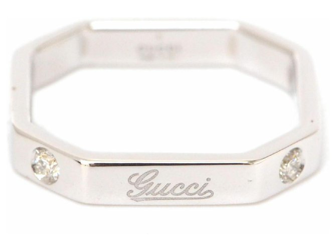 Gucci Anello con diamante ottagonale D'oro Oro bianco  ref.132389
