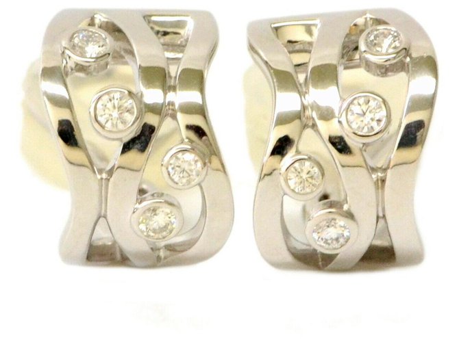 Mikimoto Diamond Earrings Ear Clip Golden White gold  ref.132395