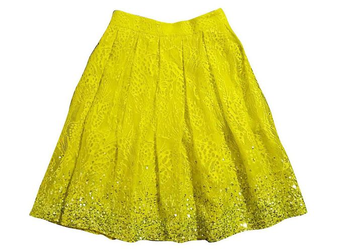 Gonna gialla Matthew Williamson in seta e cotone Giallo