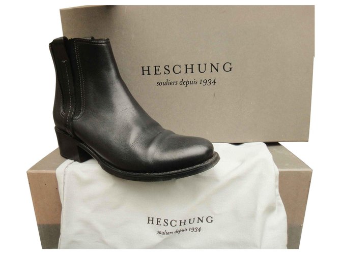 boots Heschung type chelsea boots Black Leather  ref.132408