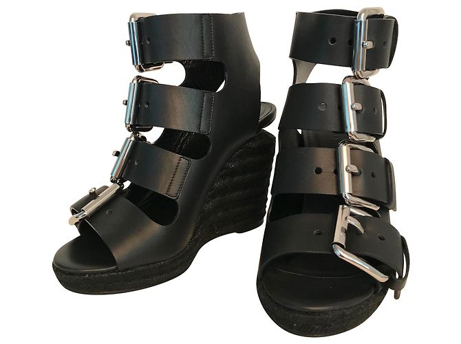 Sandali con zeppa Alexander Wang in pelle nera Nero