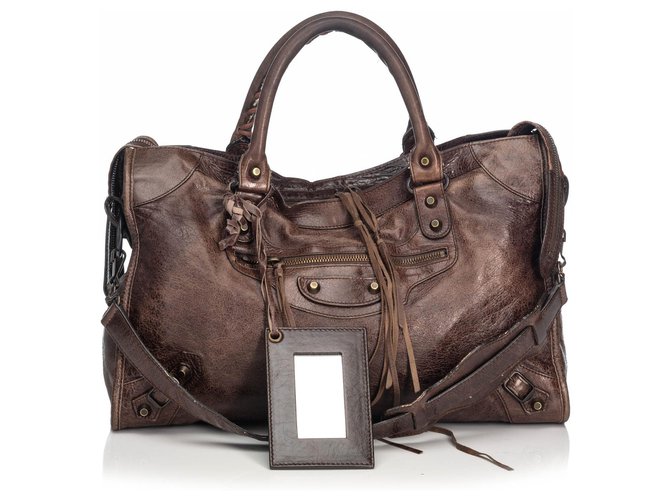balenciaga brown leather bag