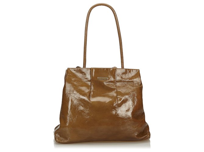 Céline Celine Brown Patent Leather Tote Bag Dark brown  ref.132556