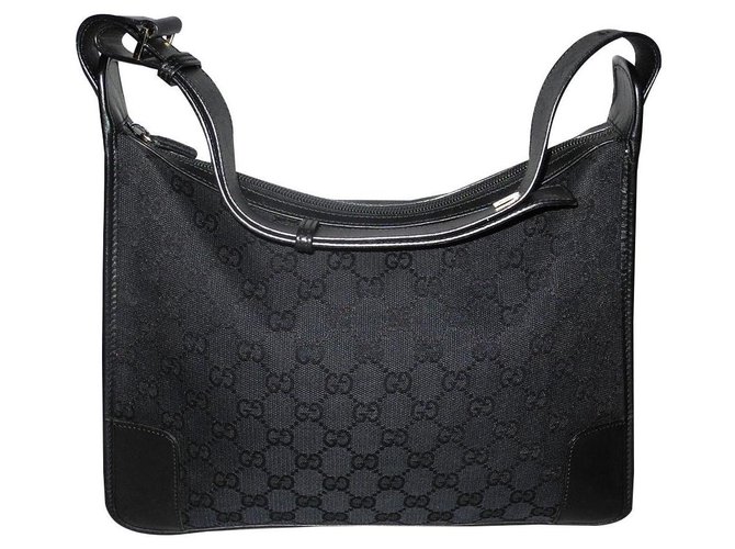 Gucci Handbags Black Leather Cloth  ref.132608