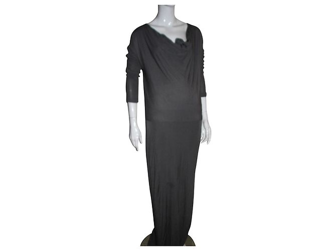 Halston Heritage Maxi Abendkleid aus grauer Viskose