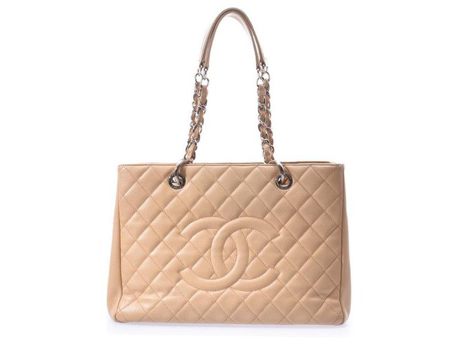 Chanel Classique bolso de mano Matelassé Beige Cuero  ref.132667