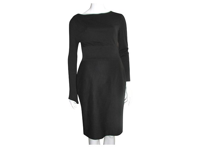 Escada black wool blend dress with long sleeves