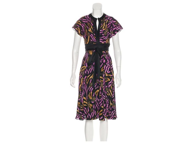 Diane Von Furstenberg Vestido de seda DvF Svetlana Negro Multicolor