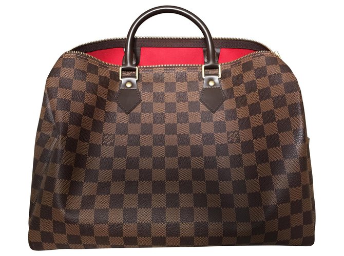 Louis Vuitton Speedy checkered Brown Leather  ref.132729