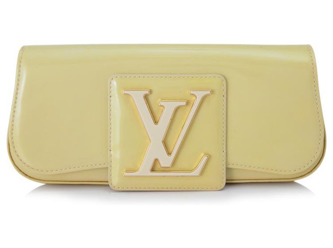 Louis Vuitton Brown Patent Leather Sobe Clutch Beige  ref.132816