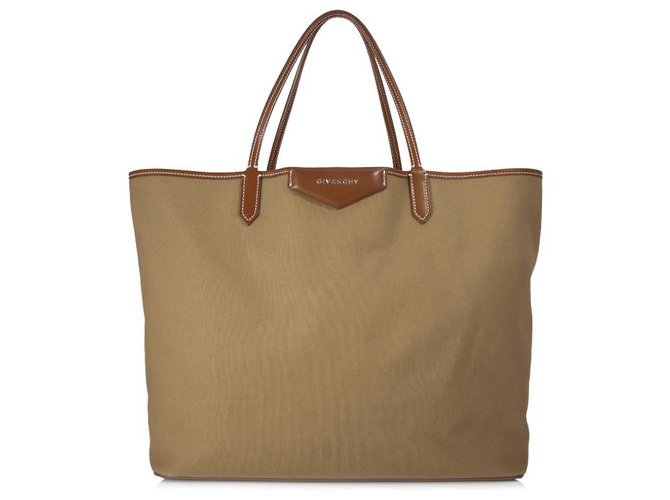 Givenchy Brown Cotton Antigona Shopper Tote Light brown Leather Cloth  ref.132820