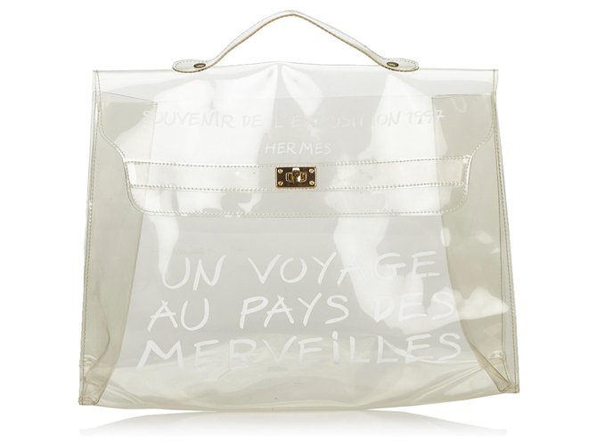 Hermès Hermes White Vinyl Kelly Handbag Bianco Plastica  ref.132826