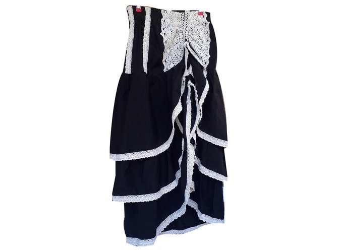 Autre Marque bohemian chic skirt Black Cotton  ref.132853