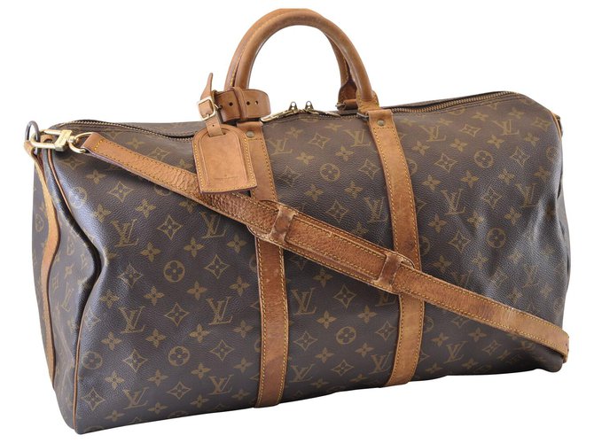 Louis Vuitton Keepall Bandouliere 50 Brown Cloth  ref.132876