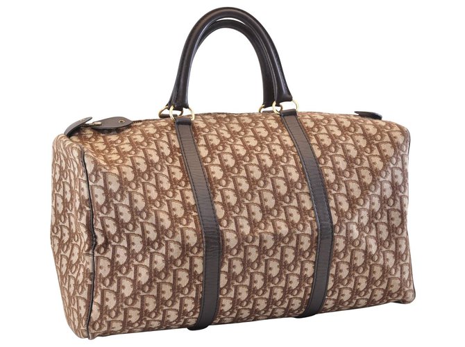 Dior Trotter Boston Bag Brown Cloth  ref.132879