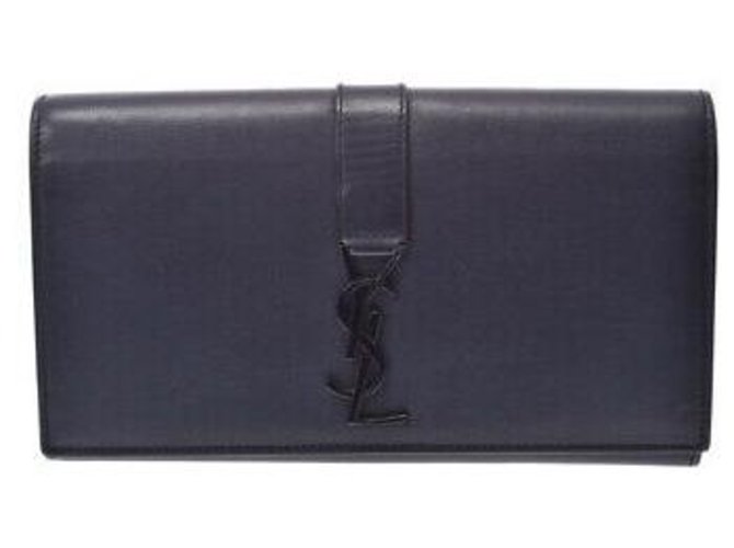 Yves Saint Laurent Wallet Blue Leather  ref.132903