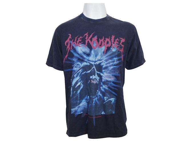 THE KOOPLES Men's Black Midnight Shadows Distressed Tee Size M MEDIUM