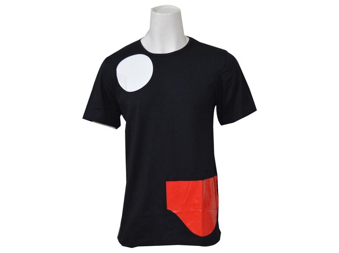 Autre Marque J.W. ANDERSON Tee shirt Homme Patchs Abstraits Géométriques - Noir Taille L LARGE Coton Blanc Rouge  ref.132915