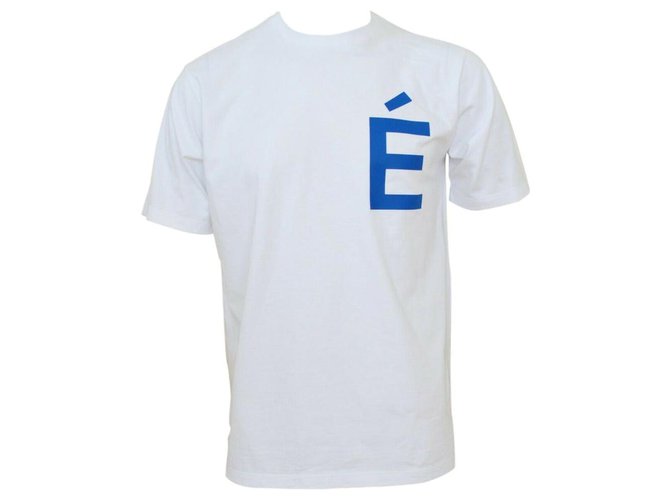 Autre Marque ÉTUDES Weißes 'E'-T-Shirt mit blauem Logo Größe M MITTEL Baumwolle  ref.132920