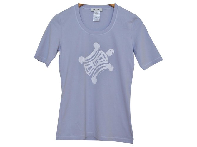 Céline Pervinca Azul T-Shirt Top Tamanho M MÉDIO Algodão Elastano  ref.132931