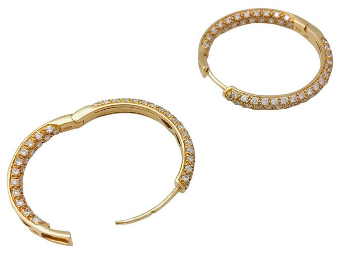 Victoria Casal yellow gold and diamond hoops. White gold  ref.132938