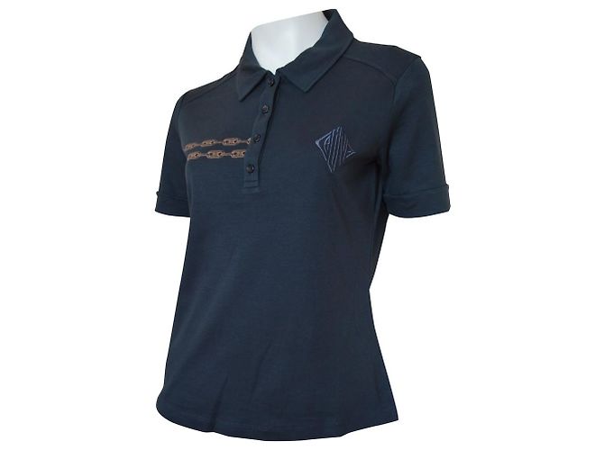 Céline Polo gris pizarra Top talla XL X-LARGE Negro