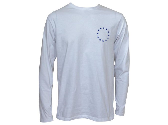 Etudes ÉTUDES WONDER EUROPA Camiseta de manga comprida branca T-shirt tamanho M MÉDIO Branco Azul Algodão  ref.132944