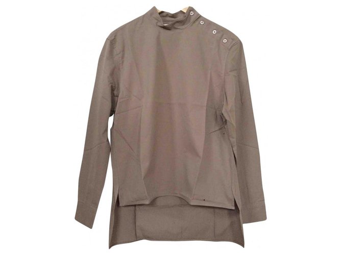 STUDIO NICHOLSON Women's Taupe Christy Shirt Size 1 UK 10 Eur 38 £245 Cotton  ref.132946