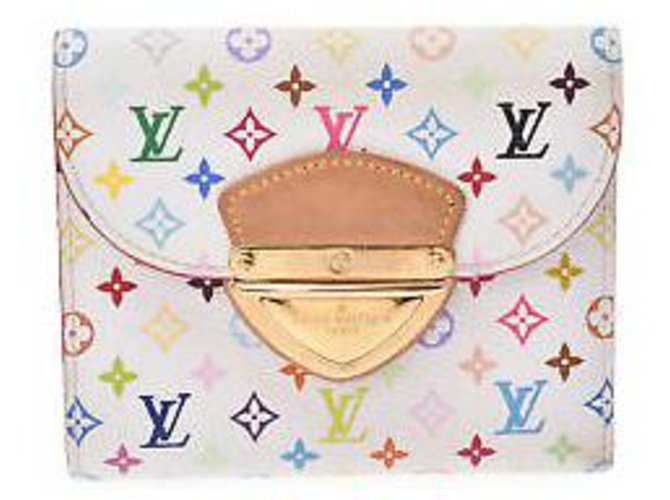 Louis Vuitton-Mehrfarbengeldbörse Weiß Leder  ref.132963