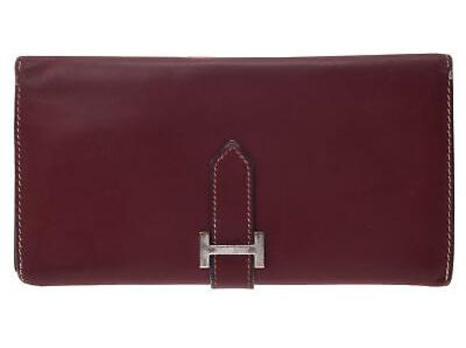 Hermès Hermes Bearn wallet Red Leather  ref.132972