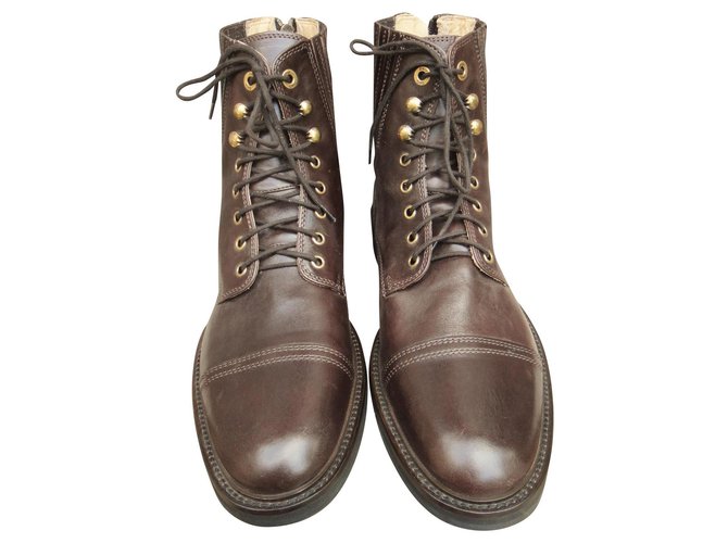 Dolce & Gabbana boots size 45 1/2 Mint condition Dark brown Leather  ref.132990