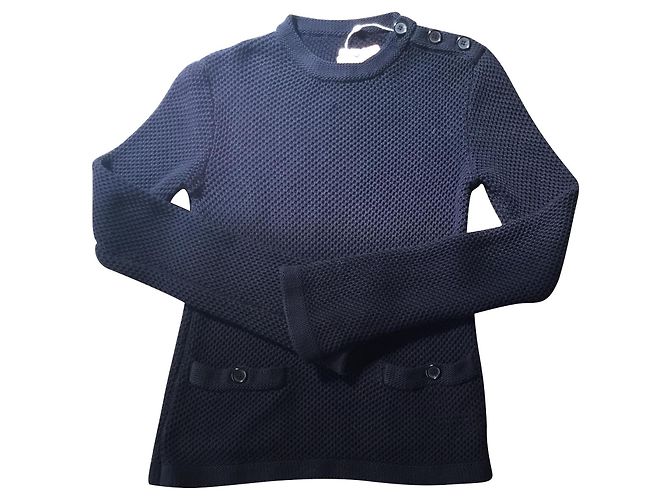 Autre Marque Schwarzer Baumwollpullover mit langen Ärmeln 38/40 