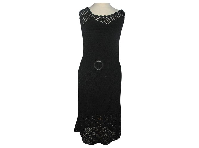 Karen Millen Crochet dress Black Cotton Viscose Lace  ref.133000